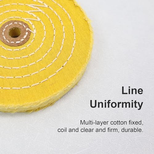 SCOTTCHEN Buffing Polishing Wheel 6 inch Treated Yellow Cotton Medium(42 Ply) with 1/2 inch Arbor Hole for Bench Grinder - 1 Pack