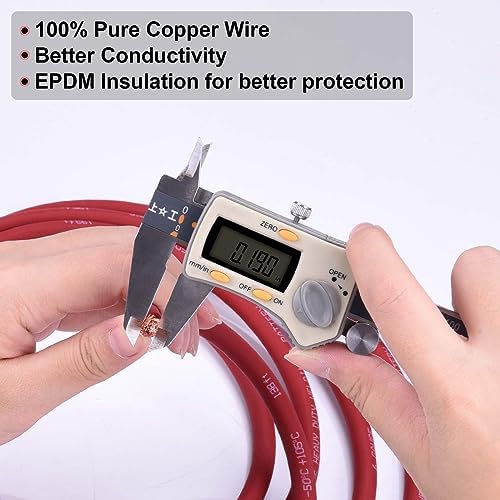 6 Gauge Battery Cable, 20FT Red + 20FT Black 6 AWG Pure Copper Wire Welding Cable, for Automotive, Battery, Solar and Generator, Standard USA OFC Wire