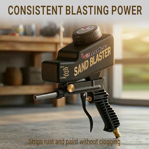 LE LEMATEC Portable Sand Blaster Gun Kit, Pneumatic Tool for Rust Removal