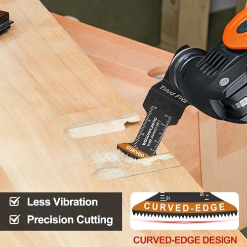 Trivd Frol 100 PCS Curved-Edge Oscillating Tool Blades for Wood Plastics