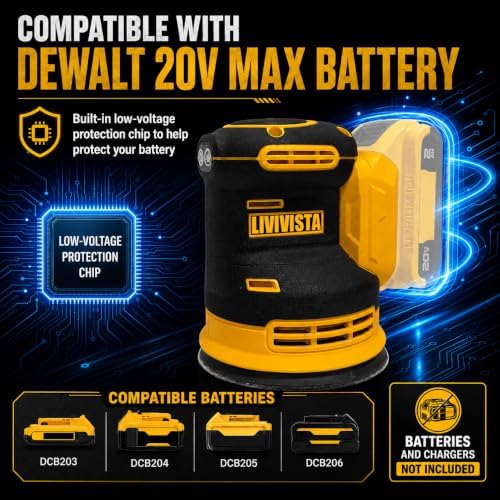 5"Cordless Orbital Sander Compatible with Dewalt 20V MAX Battery