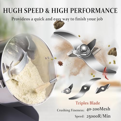 Grain Mill 750g, flour mill grinder for home, Electric Stainless Steel Grain Grinder for Wheat, Spices, coffee,Corn and Other Dry Food Grinders for Kitchen