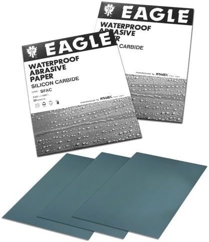 Eagle 9x11 Silicon Carbide Waterproof Sanding Sheets, Flexible Back, Grit P2000, 102-2000, 50 sheets