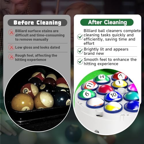 Billiard Ball Cleaning Machine, Pool Ball Polishing Cleaning Machine, Automatic 16 Ball Pool Ball Washer & Polisher with Powerful 180W Motor, for American Style Billiards 110V