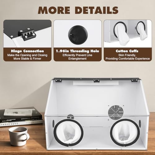 2 Holes Fully Enclosed Electric Grinding Table Polisher Acrylic Grinding Table Dust Box with LED Light& Blower Transparent Dust Toolbox Cover for Carving, Cutting, Drilling, Polishing Machine
