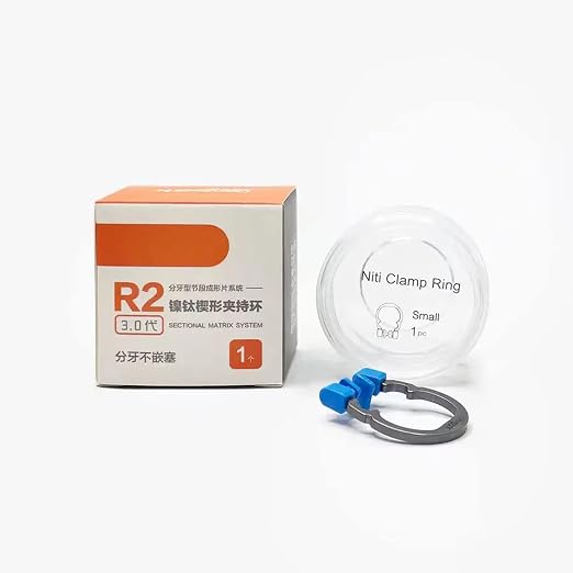 Dental Sectional Matrix Ring Clamp Spring Clip, Autoclavable Nickel Titanium Orthodontic Clamp Rings, Contoured Matrices System for Pre and Post Molars. (R2 Blue)