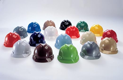 MSA 489368 V-Gard Cap Style Safety Hard Hat With Fas-Trac III Ratchet Suspension | Polyethylene Shell, Superior Impact Protection, Self Adjusting Crown Straps - Small Size in Hi-Viz Orange