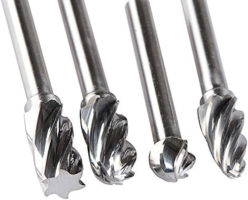 SpeTool Carbide Rotary Burr For Aluminum (Non-Ferrous) Poring And Polishing Bits (Non-Ferrous) 1/4 inch shank 4Pcs/Pack