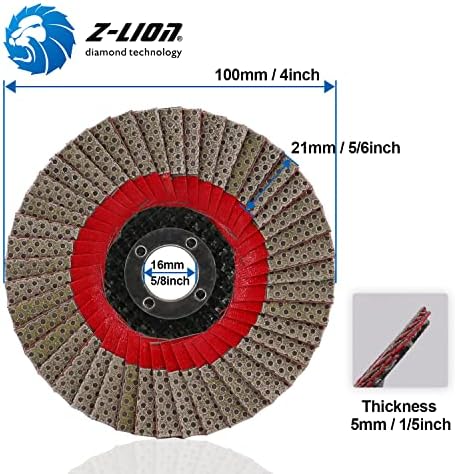 Z-LION 2 Pcs 4" Flap Sanding Disc Diamond Electroplated Grit 60 Sanding Sandpaper Wheel