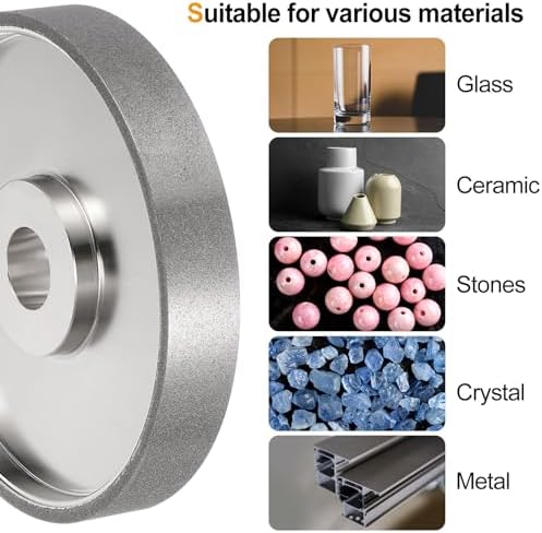 HARFINGTON Diamond Lapidary Wheel 6 Inch x 1 Inch Arbor Hole 320 Grit Grinding Wheels for Stone, Marble, Glass, Ceramics, Crystal, Carbide, Steel