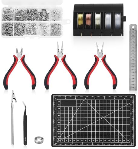 Jewelry Pliers Making Tools Set, Mini Jeweler Pliers for Adults with Beading Wire Kit, Bracelet Helper, Craft Earring Accessories for Jewelry Making Supplies DIY Hobby Repair