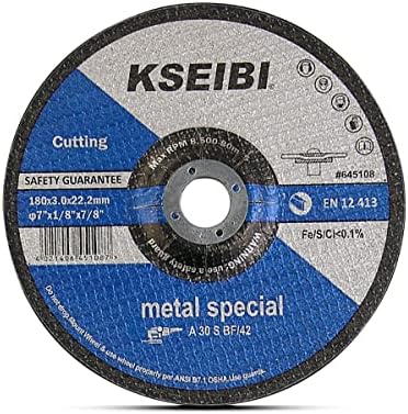 KSEIBI 645108 Grinding Wheels 10-Pack, Aluminum Oxide Discs for Metal & Stainless Steel, 7" x 1/8" x 7/8", Aggressive Grinding for Angle Grinders, Depressed Center Design