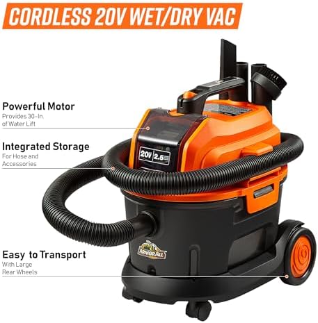 Armor All DAA202W 0901 2.5 Gal 20V Max Cordless Wet/Dry Vac Orange/Black