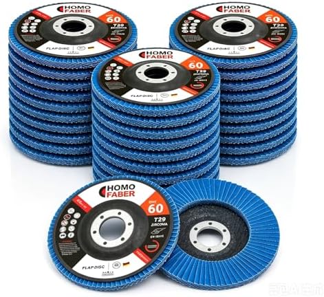 HOMO FABER 30 Pack Flap Discs 4 1/2 for Angle Grinder, 60 Grit Zirconia T29