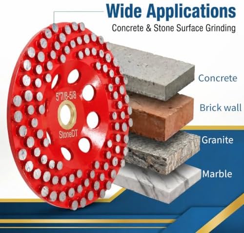 5” Concrete Grinding Wheel, Diamond Grinding Cup Wheel for Marble Granite, Angle Grinder Cup Wheel Fits 7/8-5/8 Inch Arbor, 16/20 Coarse Grit, Dot Segment