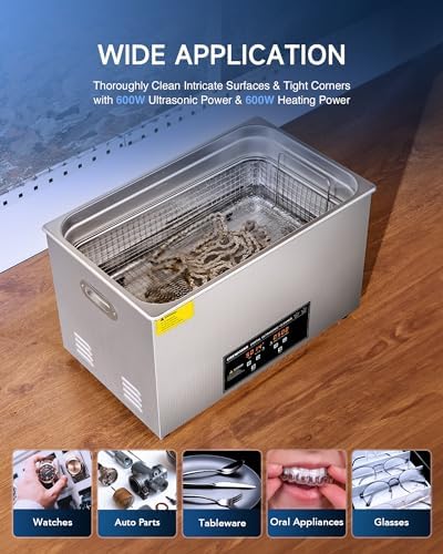 CREWORKS 30L Digital Ultrasonic Cleaning Machine with Heater and Timer