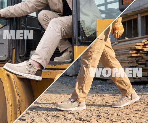 LARNMERN Steel Toe Loafers Women Slip On Work Safety Shoes Walking Sneakers