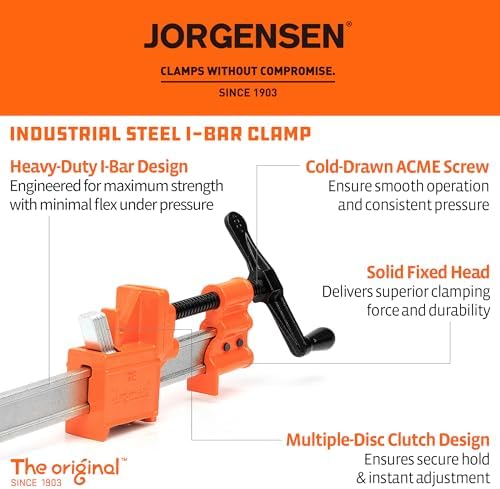 Jorgensen 30-Inch Steel I-Bar Clamps, 7000 lbs Clamping Force, 2-Pack