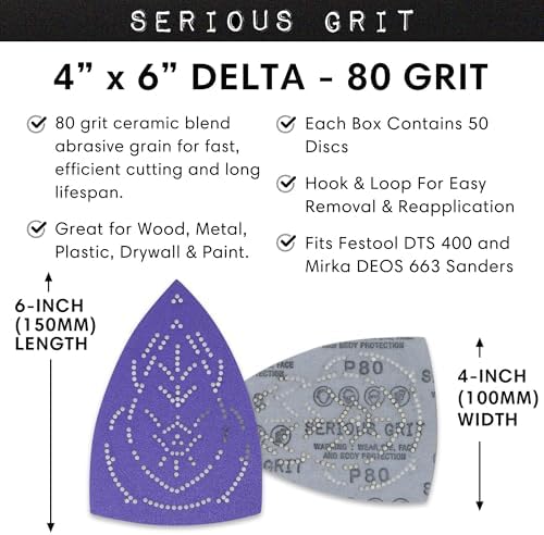 Serious Grit - 4" x 6" Delta P80 Grit Ceramic Sanding Sheets - 50 Pack Box