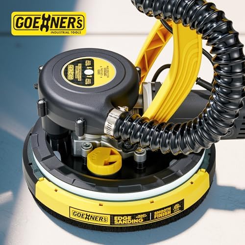 Drywall Sander, Electric Drywall Sander with Vacuum, Automatic Dust Removal, 7 Variable Speed, 900-1800RPM, 26’ Power Cord, Labor-Saving Handle and Patented Fixture for Ceiling Sanding, LED Light
