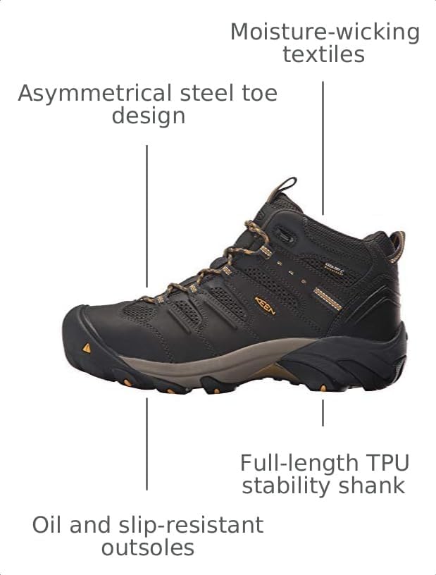 KEEN Utility Men's Lansing Mid Height Steel Toe Waterproof Work Boots