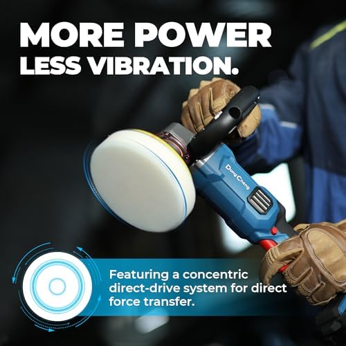 Dong Cheng 20V Brushless Cordless Polisher, Includes 2 x 4.0Ah Batteries, 500-3000RPM Buffer Polisher, 6-Speed with 6" Car Polisher Pad, Rotary Polisher for Car Detailing & Polishing.