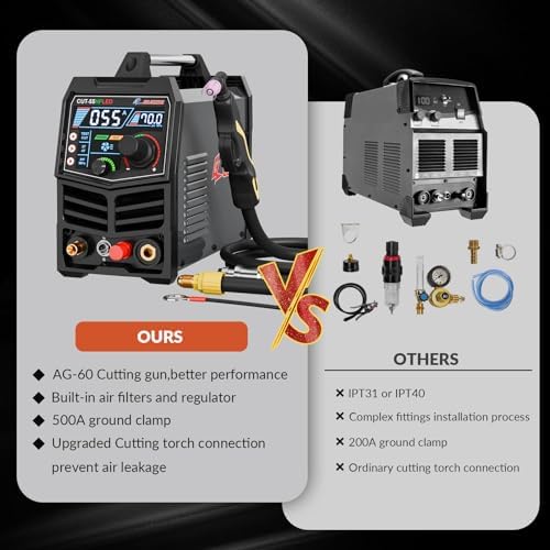 GZ GUOZHI Plasma Cutter 55Amp High Frequency Non-Touch Arc Digital Screen Display DC Inverter 110/220V Dual Voltage Blowback Plasma Cutting Machine CUT-55HFLED