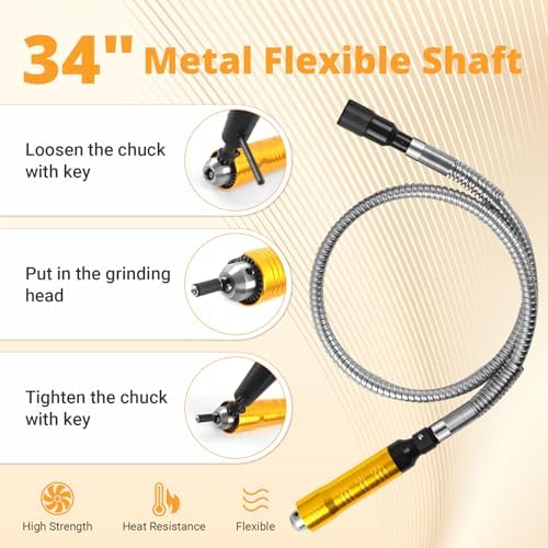 1200W 30000RPM Electric Flex Shaft Rotary Tool, Flex Shaft Grinder, Hanging Wall Mount Rotary Tool with Foot Pedal Control, Metal Flexible Shaft, Polishing Accessories