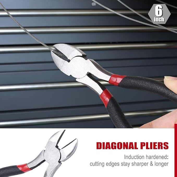 7-Piece Utility Pliers Set,Slip Joint,Long Nose,Diagonal,Groove,Linesman | Drop-Forged Heat-Treated Steel; Non-Slip Ergonomic Dipped Handle; Rust-Resistant Protective Finish