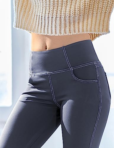 VOOVEEYA Women's Bootcut Leggings - Bootleg Yoga Pants Flare with 4 Pockets