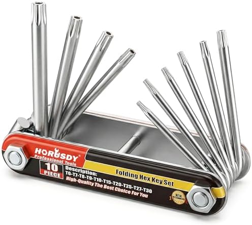 HORUSDY Tamper Proof Star Key Set (Folding) Security Torx Key Set Sizes Include T-6 to T-30
