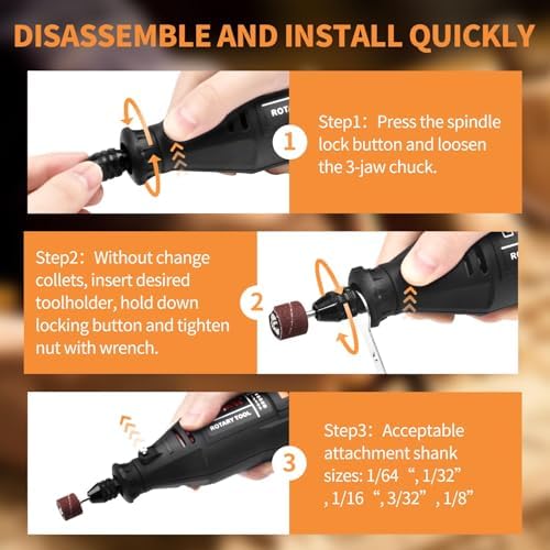 GOXAWEE Mini Rotary Tool Kit with Flex Shaft & Keyless Chuck -140Pcs, Black