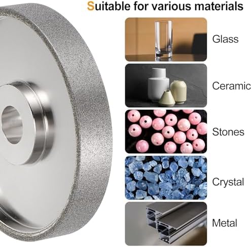 HARFINGTON Diamond Lapidary Wheel 6 Inch x 1 Inch Arbor Hole 120 Grit Grinding Wheels for Stone, Marble, Glass, Ceramics, Crystal, Carbide, Steel