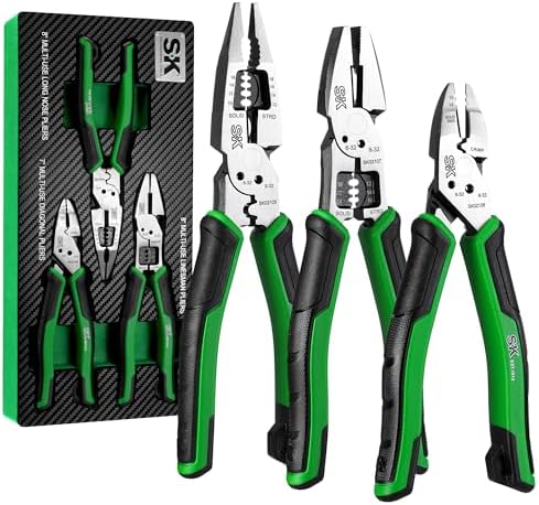 SK 3-Piece Multi-use Pliers Set, 7" & 8" Pliers, Anti-slip Handle