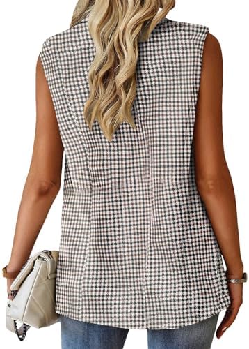 Mina Self Women's Sleeveless Vest Tops Open Front Lightweight Blazer Jacket