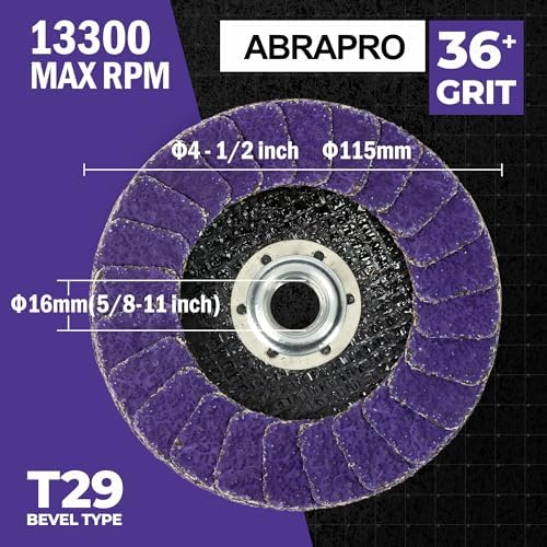 4.5" x 5/8“-11 Premium Ceramic Flap Discs, 36+ Grit Grinding Wheels 5Pcs