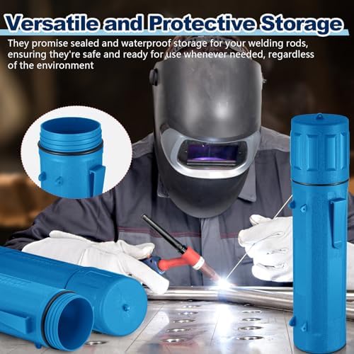 Zonon 4 Pcs Welding Rod Storage Tube 14 Inch Tig Rod Holder, Blue