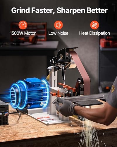 VEVOR 1500W 2HP Belt Sander Grinder, 2" x 82" Variable Speed Belt Grinder for Metalworking, 3 in 1 Belt Sander Polisher with 3 Grinding Moulds & Flat Platen Tool Rest for Knife Making