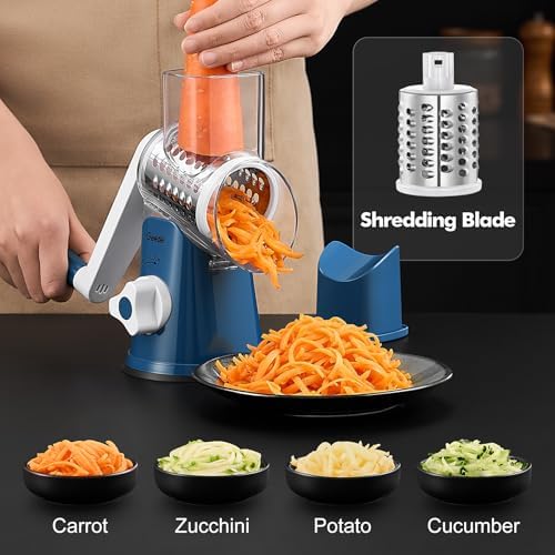 Geedel Rotary Cheese Grater Hand Crank, Cheese Shredder Vegetable Slicer
