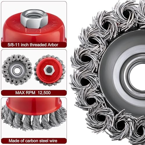 Tandefio 24 Pcs 3 Inch and 4 Inch Wire Wheel Cup Brush with 5/8"-11 Threaded Arbor for 4 1/2 Angle Grinder Twisted Knotted Grinder Abrasive Wire Brushes for Heavy Cleaning Rust Removal (Combined)