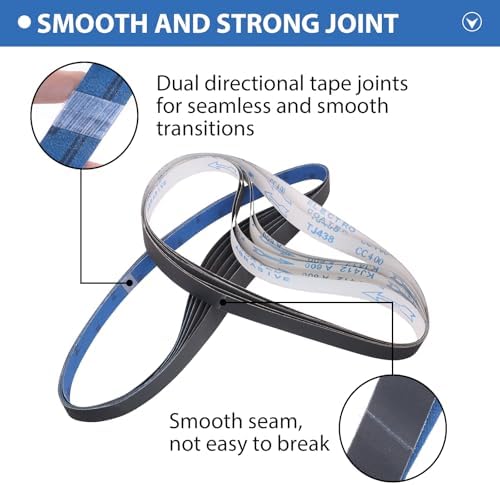 Taokyid 1x42 Inch Sanding Belts, 120 240 400 600 800 1000 Grit, 18 Pack