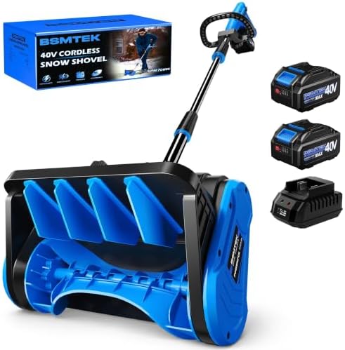 40V Cordless Snow Shovel, 13" Brushless Electric Snow Blower with 2 x 4.0Ah Batteries and Charger, 30 FT Throw, 16" Clearing Width, 8" Depth, for Driveway Deck Patio Walkway