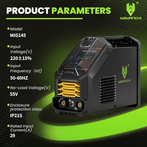 145A MIG Welder, Flux Core MIG/Lift TIG/Stick 3 In 1 MIG Welder With Smart LED Display 110/220V Dual Voltage Inverter Welder, 45° Beveled, Ideal For Beginner