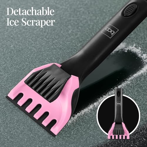 Best Choice Products Snow Brush with Squeegee & Ice Scraper, Up to 39" Extendable Foam Grip, 270° Pivoting Snow Brush for Car Truck SUV, Storage Bag Included - Pink
