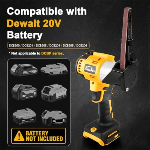 Cordless Belt Sander with 360° Rotatable Head, 20 Sanding Belts Brushless Belt Sander Compatible with Dewalt 20V Battery(No Battery) for metal and wood