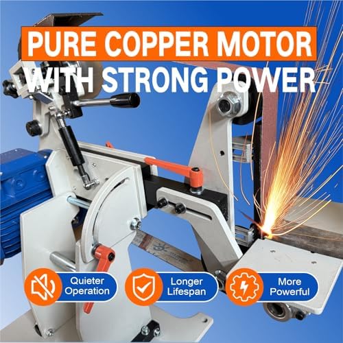 Belt Grinder Sander, 2x72 Inch Belt, 1500W Electric Motor with 2.2KW VFD, 2 sets of grinding kits with 3 grinding methods,Vertical and Horizontal operation includes 3 sanding belts.