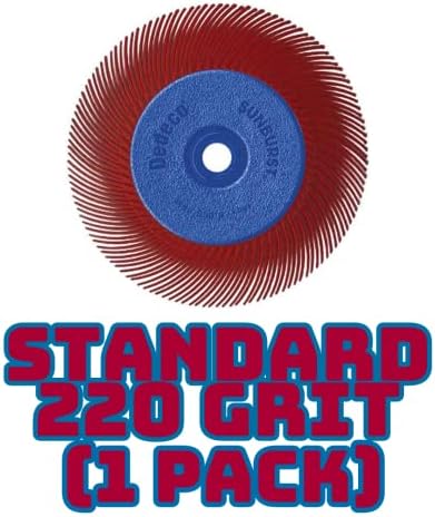 Dedeco Sunburst Radial Bristle Disc 1 Pack - 6 1/2" Curved - 1/2" Arbor - Red 220 Grit (Standard) - Aluminum Oxide for Polishing & Finishing