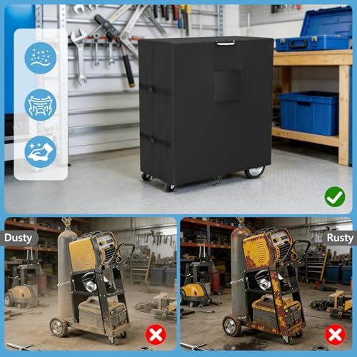COSHNIBI Welding Cart Cover,Heavy Duty 3 Layers Welder Cart Covers,Suitable for Tig Mig Welder Carts & Plasma Cutter Rolling Welding Carts,37" L x 18" W x 40" H(Cover Only)