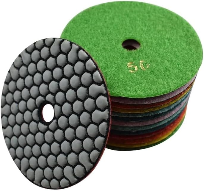 100mm 4" Dry/Wet Diamond Polishing Pads Buff for Granite Marble Concrete Stone Repair Edging Counter with Grinder Polisher(3000,10 Pcs)