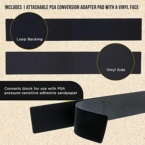 Dura-Gold Pro Series Firm & Flex Longboard Hand Sanding Block, Hook & Loop Backing & PSA Adapter Pad with 80 & 180 Grit Gold PSA Longboard Sandpaper